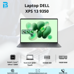 Laptop Dell XPS 13 9350 ULTRA 7 PROCESSOR 256V/ 13.4 INCH QHD+/ TOUCH/ 16G/ 512GB SSD/ 3 CELL-55WHR/ WIN 11 HOME/ OFFICEHOME24/ OS365 - 01Y/XPSU7016W1-GRAPHITE