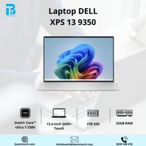LAPTOP DELL XPS13 9350 Ultra 7-258V/32GD5/1TSSD/13.4QHD+/T/ALU_CB/FP/55W