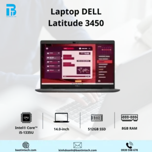Laptop Dell Latitude 3450 i5 1335U/ 8GB/ SSD 512GB/ Windows 11/ 1Y/ Xám Đen/L3450-1335U-08512W