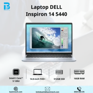 LAPTOP DELL INSPIRON 14 5440 INTEL(R) CORE(TM) 5 120U, 14.0INCH FHD+, 2X8G, 512GB SSD/ 4 CELL-54WHR/ WIN 11/ OFFICE H&S 2021 - N4I5211W1-ICEBLUE