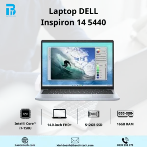 LAPTOP DELL INSPIRON 14 5440 INTEL(R) CORE(TM) 7 150U, 14.0 INCH FHD+, 2X8G, 512GB SSD/ 4 CELL-54WHR/ WIN 11/ OFFICE H&S 2021 N4I7204W1-ICEBLUE