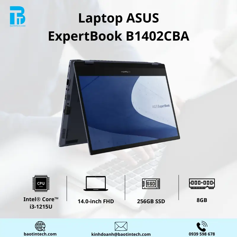 Laptop ASUS Expertbook B1402CBA 14INCH FHD/ I3-1215U/ 8GB/ 256GB/ WIN11/ 2Y ExpertBook B1402CBA