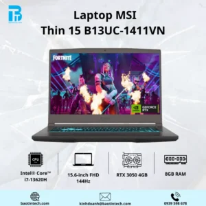 Laptop MSI Thin 15 B13UC-1411VN (I7-13620H/ 8GB/ 512GB SSD/ RTX3050/4GB/ 15.6INCH FHD 144HZ/ WIN11/ XÁM/ BALÔ)