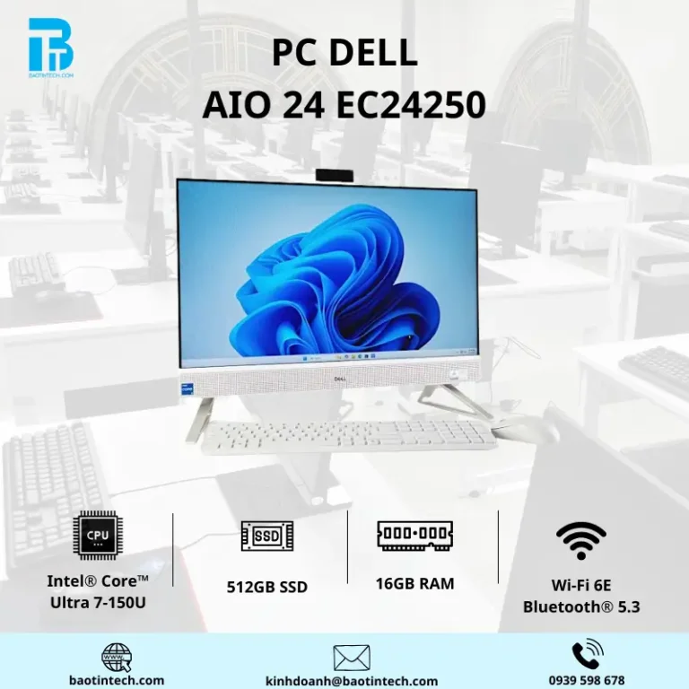 Dell AIO 24 EC24250 DR93T7 7-150U/ 16GB/ SSD 512GB/ 23.8 inch/ Windows 11 Home/ Office Home 2024/ 1Y/ Đen