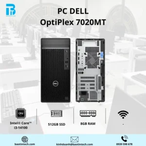 Dell Optilex 7020MT i3-14100/ Ram 8GB/ SSD 512GB/ Windows 11 Home/ 1Y/ M7020-14100-08512W