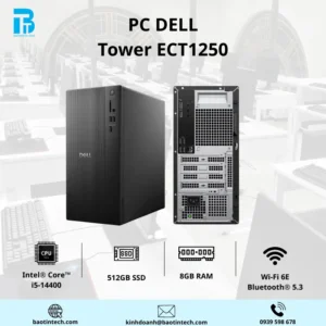 PC Dell Tower ECT1250 i5-14400/ 8GB/ SSD 512GB/KBCOPILOT/ Windows 11 Home/ 1Y/ Đen/ TFPC81