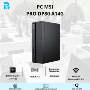 PC MSI PRO DP80 A14G-042XVN MS-B208/ I3-14100/8GD5(8GB*1)/ 512GBSSD/ WF/ BT/ KB &M/ NON-OS/ 1Y/ ĐEN/ 9S6-B20821-042