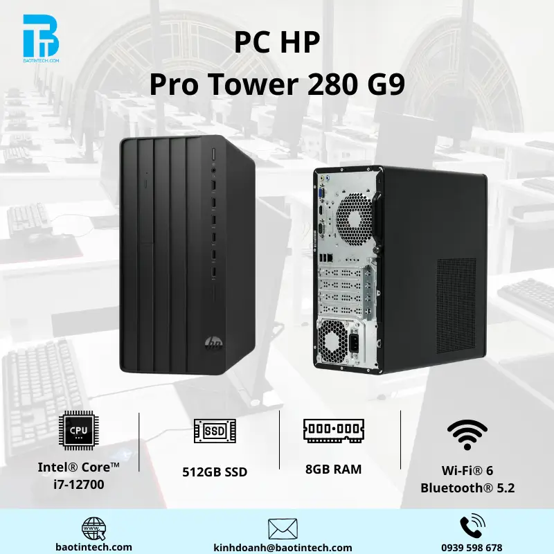 PC HP Pro Tower 280 G9 I7-12700/8GB /512GB SSD/WIN11 HOME 64 /01Y/ 9E816PT PC HP Pro Tower 280 G9 I7-12700/8GB /512GB SSD/WIN11 HOME 64 /01Y/ 9E816PT