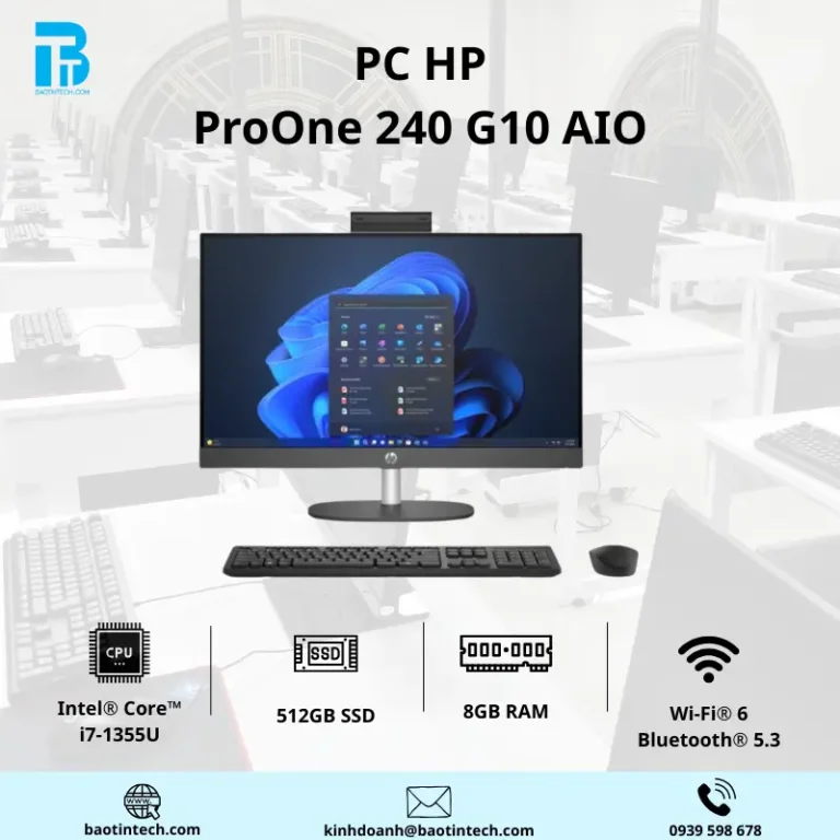 PC HP PROONE 240 G10 AIO I7-1355U/ 8G/ 512GSSD/23.8FHD/ W11SL/ ĐEN/ 01Y/ 8W310PA