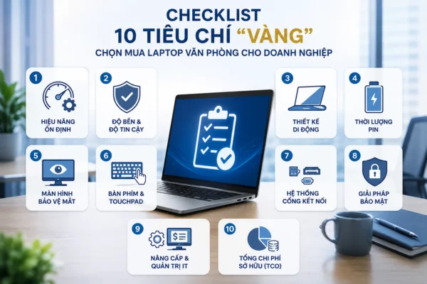 Checklist 10 Tiêu Chí “Vàng” Chọn Mua Laptop Văn Phòng Cho Doanh Nghiệp