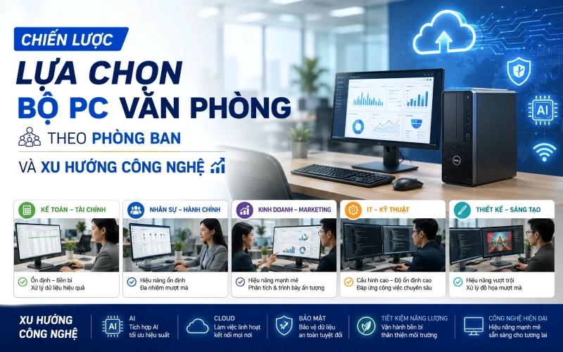 Đầu tư hệ thống PC văn phòng chuẩn hiệu năng cho doanh nghiệp lựa chọn bộ pc văn phòng