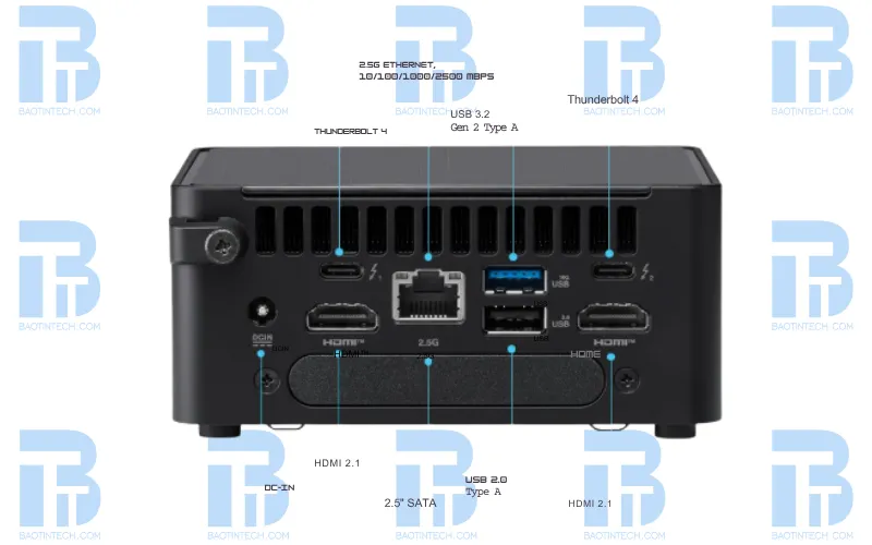 Mini PC Asus NUC 14 Pro Đa dạng cổng kết nối
