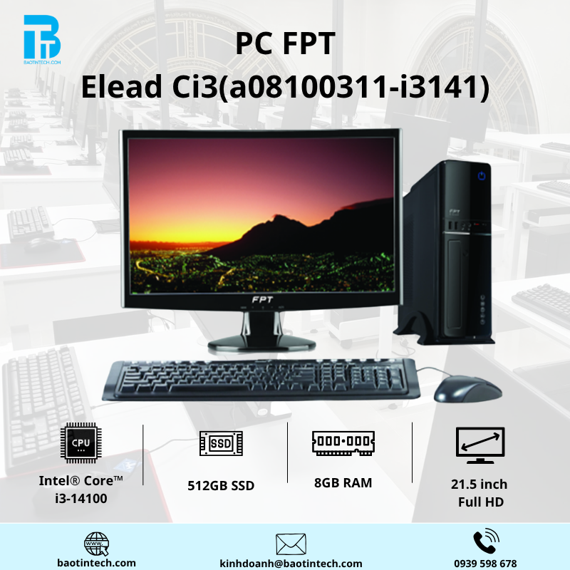 Máy tính để bàn FPT Elead Ci3(a08100311-i3141) PC FPT Elead Ci3a08100311 i3141 1
