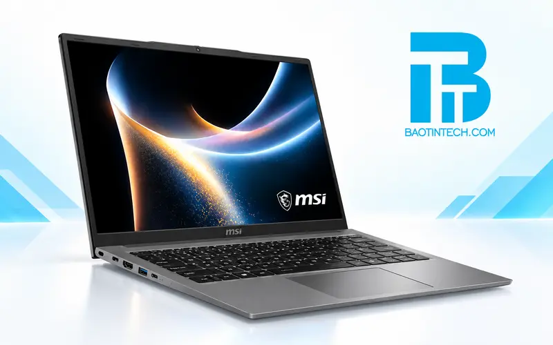Laptop MSI Modern góc nghiêng thiết kế mỏng nhẹ cho văn phòng