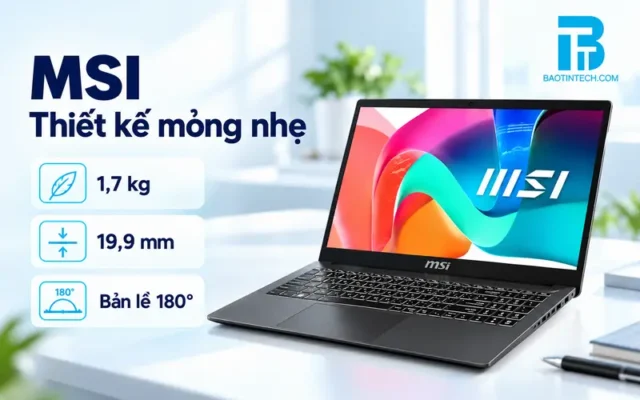 Laptop MSI mỏng nhẹ thiết kế hiện đại dành cho người thường xuyên di chuyển