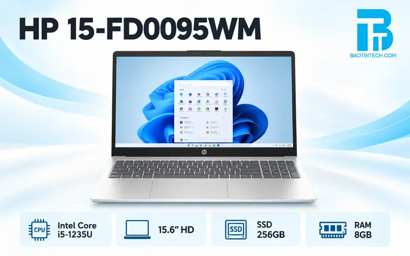 Laptop HP 15 FD0095WM màu xanh xám cho học tập và văn phòng