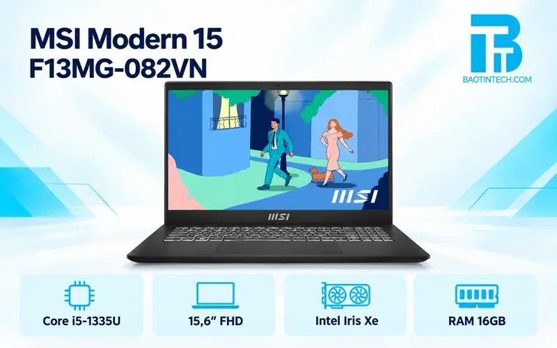 Laptop MSI Modern 15 F13MG 082VN thiết kế thanh lịch cho văn phòng