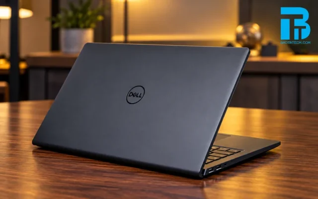 Laptop Dell Pro thiết kế góc sau và hệ thống tản nhiệt hiện đại