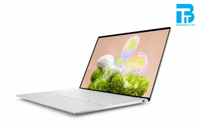 Laptop Dell XPS màu bạc góc nghiêng mỏng nhẹ cao cấp
