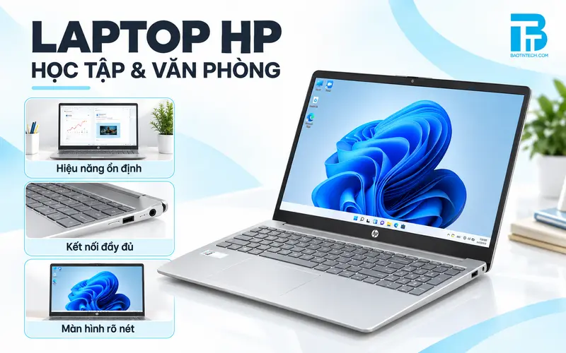 Laptop HP cho học tập và công việc văn phòng