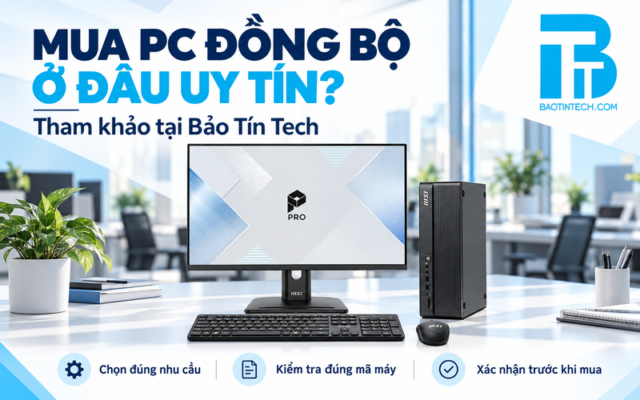 Bộ máy tính để bàn minh họa cho bài hướng dẫn chọn nơi mua PC đồng bộ.