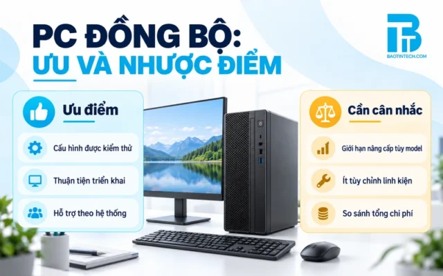 Minh họa ưu điểm triển khai và những giới hạn cần cân nhắc của PC đồng bộ.
