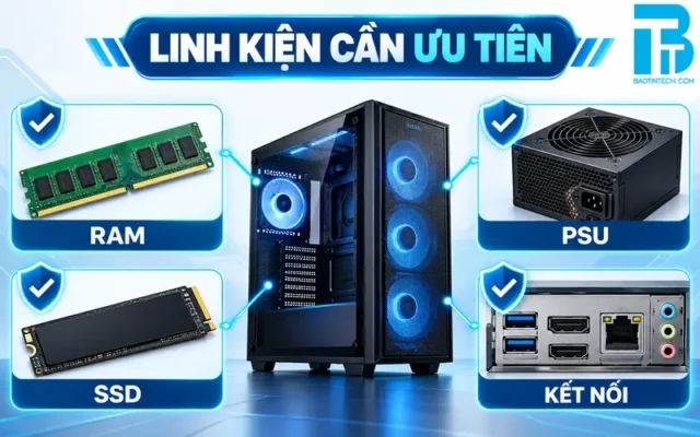 Các linh kiện RAM SSD và nguồn cần ưu tiên khi chọn PC đồng bộ giá rẻ