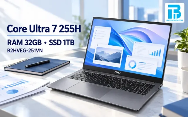 Cấu hình Core Ultra 7 255H, RAM 32GB, SSD 1TB của MSI PrestigePro 16 AI B2HVEG-251VN.
