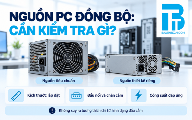 Nguồn máy tính đồng bộ và các đầu kết nối cấp điện
