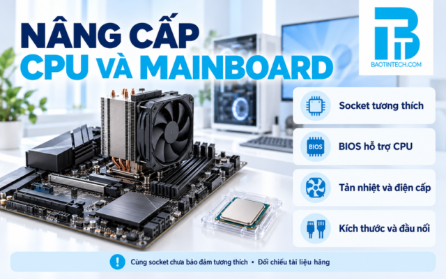CPU và mainboard máy tính đồng bộ cần đối chiếu BIOS và socket