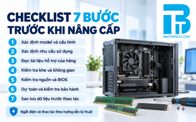 Checklist bảy bước kiểm tra nâng cấp máy tính đồng bộ