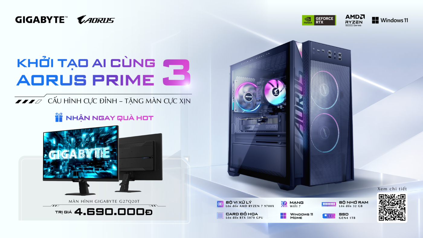 Chương trình Sắm Aorus Prime 3 rinh màn hình 2K FHD