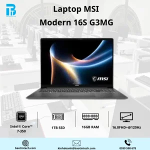 Laptop MSI Modern 16S G3MG (016VN) mỏng nhẹ màu bạc