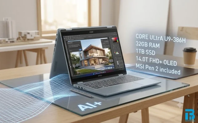 Laptop MSI Prestige 14 Flip AI+ D3MTG-021VN thiết kế gập xoay linh hoạt