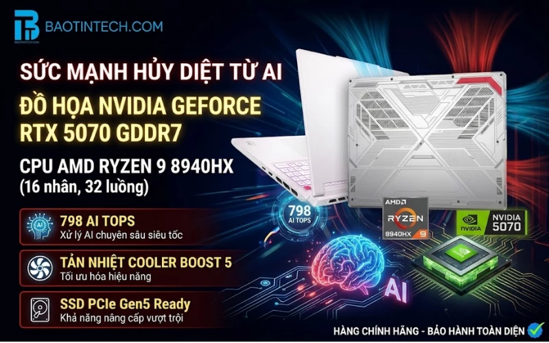 Sức mạnh xử lý đồ họa vượt trội với NVIDIA GeForce RTX 5070 trên MSI Crosshair A16 HX