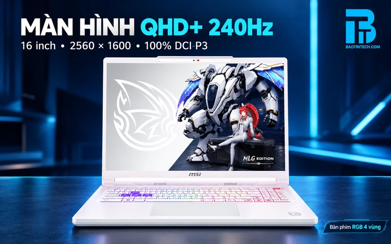 Màn hình gaming 16 inch QHD+ tần số quét 240Hz của MSI Crosshair A16 HX MLG Edition